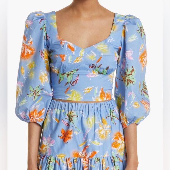 TANYA TAYLOR Aileen Stretch Poplin Crop Top NWT Size 16 - Picture 1 of 11